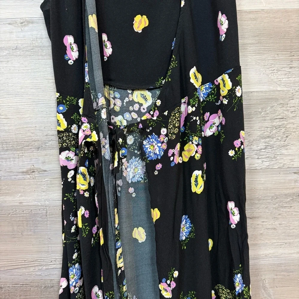 Free People Boho Floral Wrap Maxi Dress | Tulip Sleeves | XS
